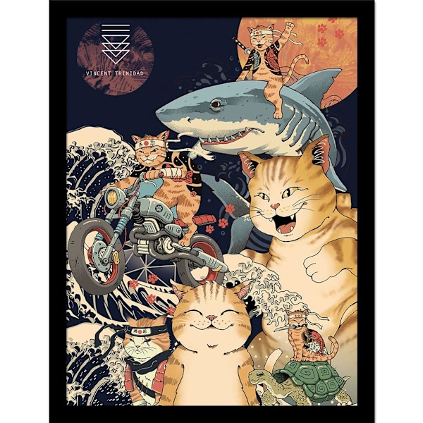 Vincent Trinidad Catana Montage Inramad Poster 40cm x 30cm Multi Multicoloured 40cm x 30cm