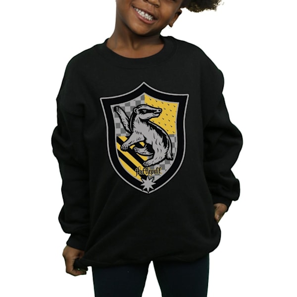 Harry Potter Flickor Hufflepuff Crest Flat Sweatshirt 7-8 År B Black 7-8 Years