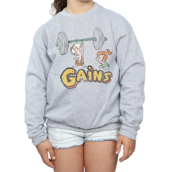 The Flintstones Girls Bam Bam Gains Distressed Sweatshirt 7-8 år Sports Grey 7-8 Years