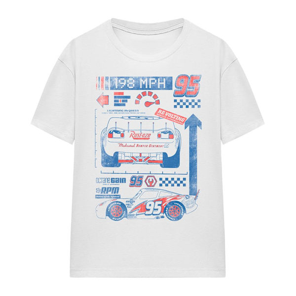 Bilar Unisex Vuxen 198 MPH Lightning McQueen T-Shirt XL Vit White XL