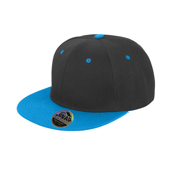 Result Unisex Core Bronx Original Flat Peak Snapback Dual Colou Black/Azure Blue One Size