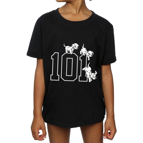 101 Dalmatiner Flickor Valpar bomull T-shirt 7-8 år Svart Black 7-8 Years