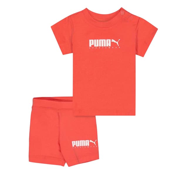 Puma Barn/Kids Logotyp Bomull Topp & Byxa Set 3-6 Månader Peach 3-6 Months