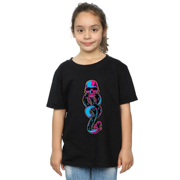 Harry Potter Flickor Neon Dark Mark Bomull T-shirt 5-6 År Svart Black 5-6 Years