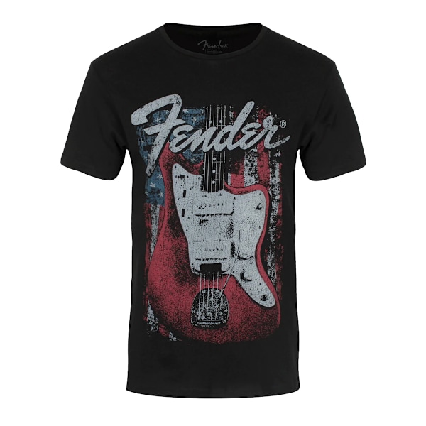 Fender Unisex Distressed Guitar Bomull T-shirt XXL Svart Black XXL