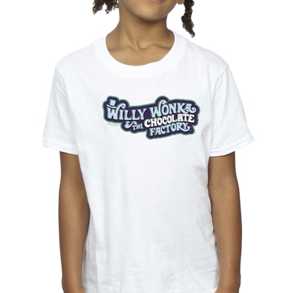 Willy Wonka Girls Chocolate Factory Logo Bomull T-shirt 5-6 år White 5-6 Years