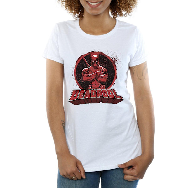 Deadpool Dam T-shirt i bomull med logotyp för kvinnor/damer, storlek M, vit White M