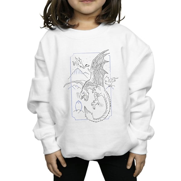 Harry Potter T-shirt med drakmotiv för flickor, 7-8 år, vit White 7-8 Years