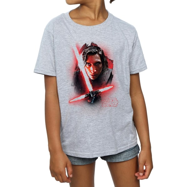 Star Wars Girls The Last Jedi Kylo Ren Borstad Bomull T-shirt 9 Sports Grey 9-11 Years