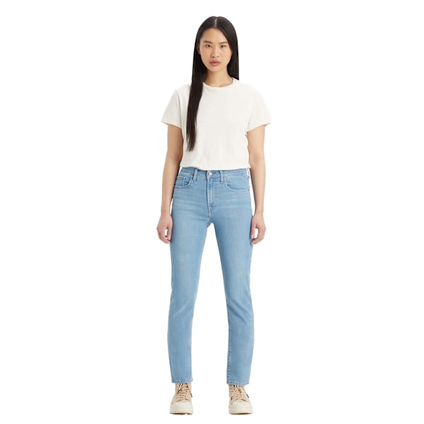 Levis Dam/Dam 724 Rio Fate Läderlapp Rak Ben Hög Denim 30R