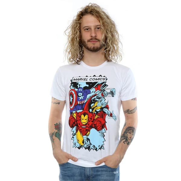 Marvel Herr T-shirt med seriefigurer M Heather Grey Heather Grey M