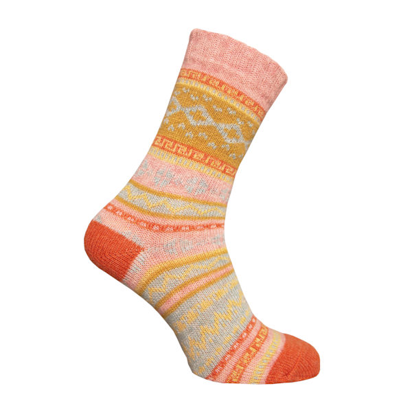 Simply Essentials Dam/Dam Alpaca Ullblandning Nordiska Sockor Orange/Pink/Mint 4-7 UK