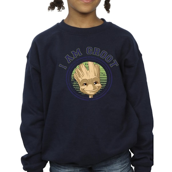 Guardians Of The Galaxy Girls Groot Varsity Sweatshirt 9-11 år Navy Blue 9-11 Years