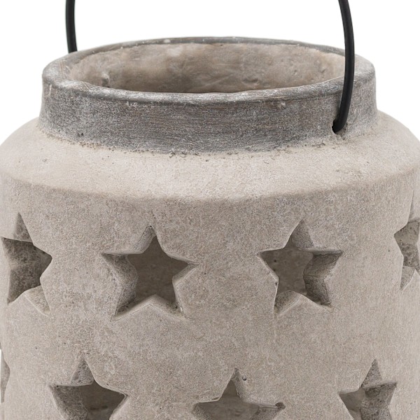 Hill Interiors Bloomville Stone Star Candle Lantern 19cm x 18cm Stone 19cm x 18cm x 18cm