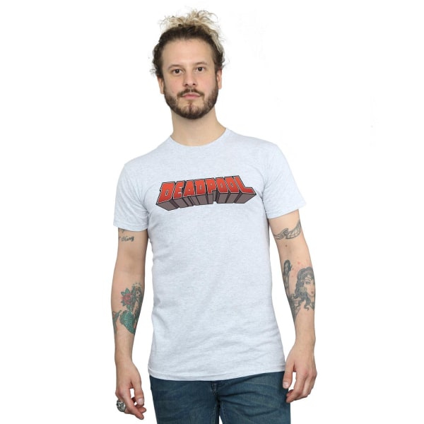 Marvel Mens Deadpool Text Logo T-Shirt L Sports Grey Sports Grey L