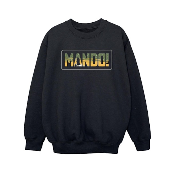 Star Wars Boys The Mandalorian Mando Cutout Sweatshirt 12-13 år Black 12-13 Years