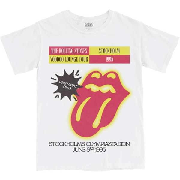 The Rolling Stones Unisex Adult Stockholm ´95 Bomull T-shirt S White S