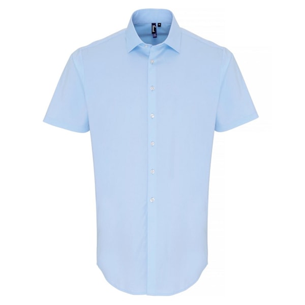 Premier Mens Poplin Stretch Kortärmad Skjorta L Ljusblå Pale Blue L