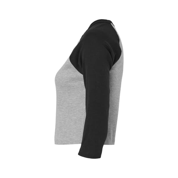 Bella + Canvas Dam/Dam Heather Raglan 3/4 Ärm Crop Top Athletic Grey/Black M