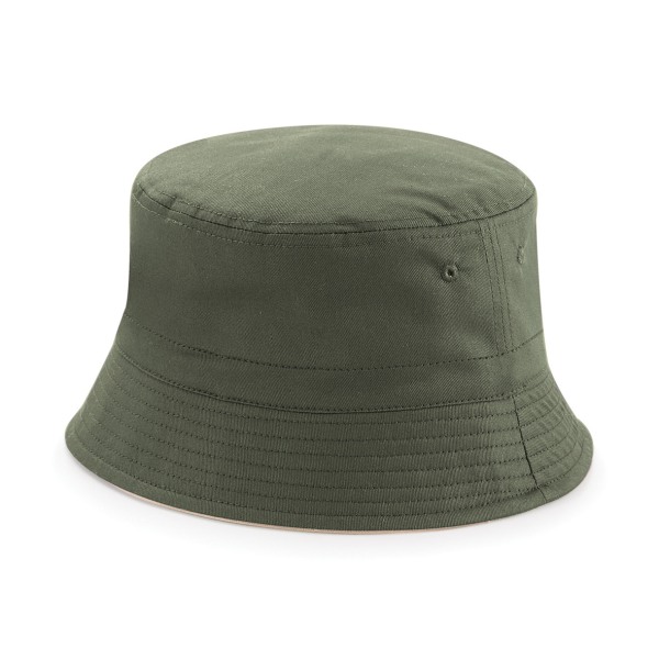 Beechfield Unisex Classic Vändbar Bucket Hat SM Olivgrön/ Olive Green/ Stone SM