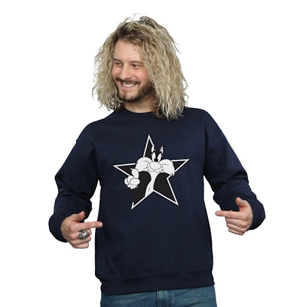 Looney Tunes Herr Sylvester Mono Star Sweatshirt M Marinblå Navy Blue M