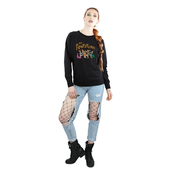 The Flintstones Dam/Damer Grupp Distressed Sweatshirt M Bla Black M