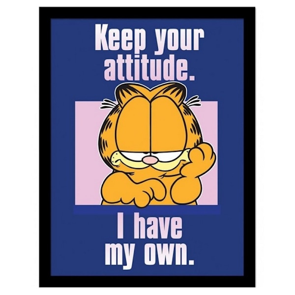 Garfield Keep Your Attitude Inramad Tryck 40cm x 30cm Blå/Orange Blue/Orange 40cm x 30cm