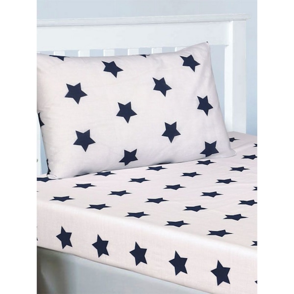 Bedding & Beyond Stars Lakan med resårkant Set Singel Marinblå/Vit Navy Blue/White Single