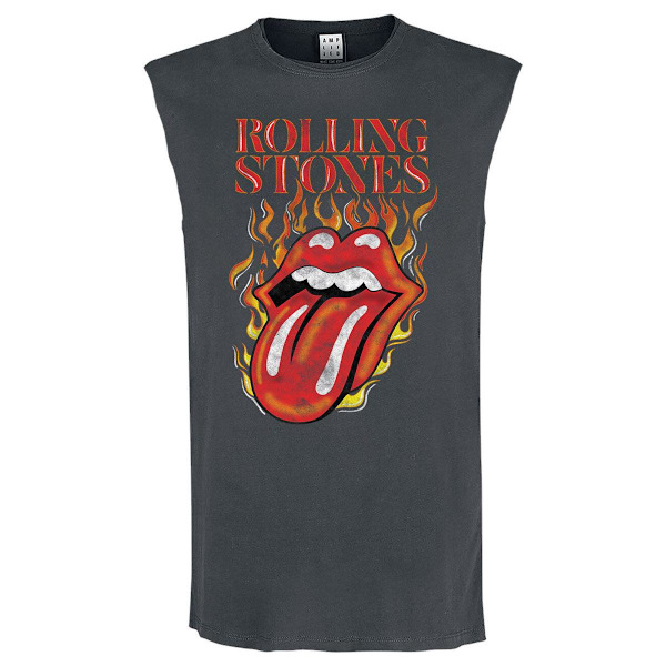 Amplified Mens Hot Tongue The Rolling Stones Tank Top XS Charco Charcoal XS