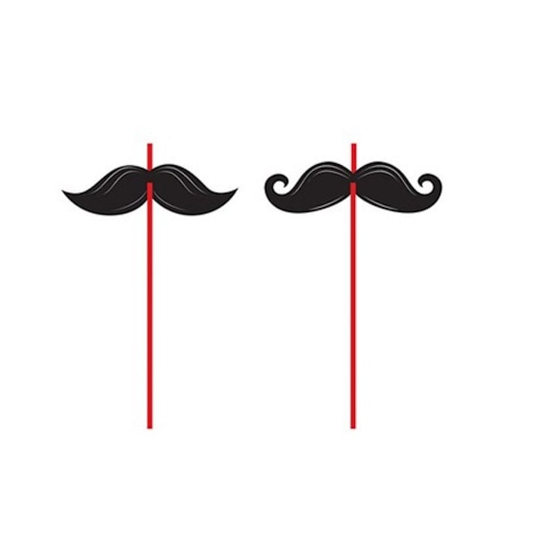 Kreativa festpapper Mustasch Engångssugrör (6-pack) På Red/Black One Size