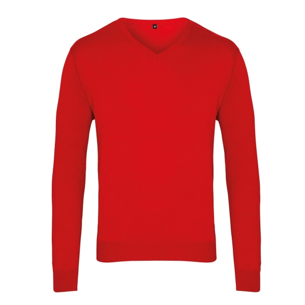 Premier Herr Knitted Cotton Acrylic V-hals Sweatshirt M Röd Red M