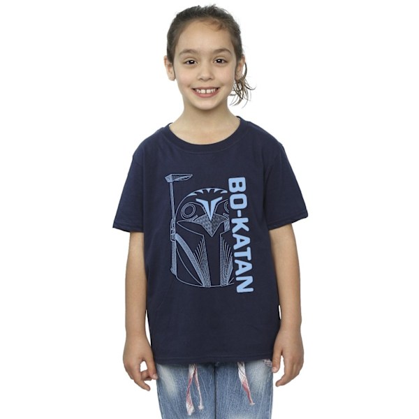 Star Wars Girls The Mandalorian Bo Katan Helm Bomull T-shirt 12 Navy Blue 12-13 Years