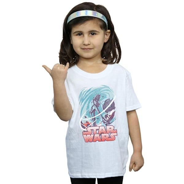 Star Wars T-shirt i bomull med Hoth-virvel för flickor 9-11 år, vit White 9-11 Years