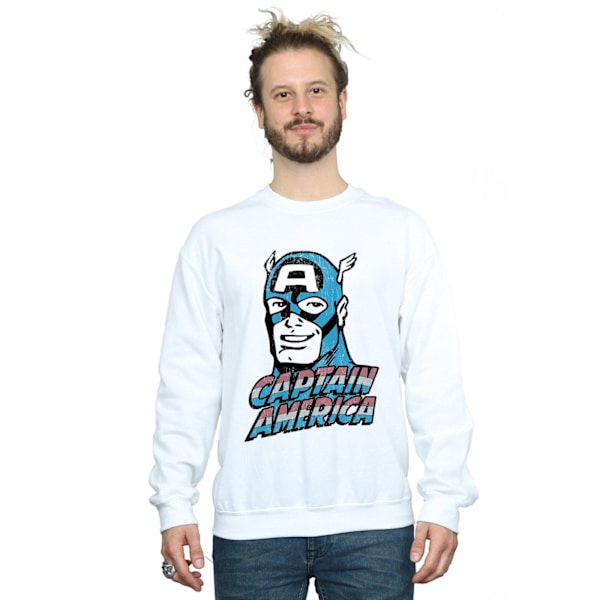 Marvel Herr Captain America Distressed Sweatshirt L Vit White L
