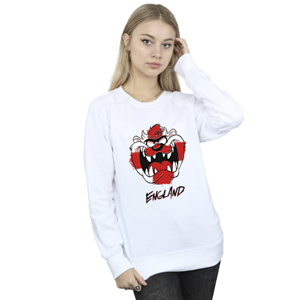 Looney Tunes Dam/Damer Taz England Ansikte Sweatshirt XXL Vit White XXL