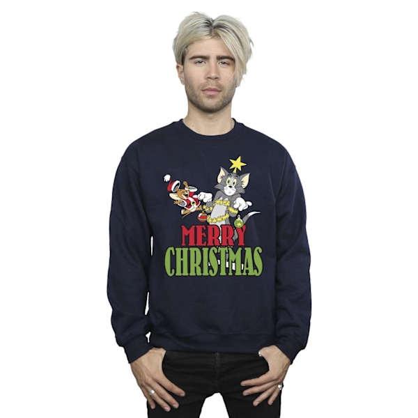 Tom And Jerry Herr Merry Christmas Baubles Sweatshirt 4XL Marinblå Navy Blue 4XL