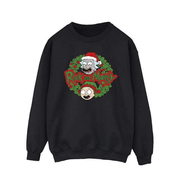 Rick And Morty Mens Christmas Wreath Sweatshirt L Svart Black L