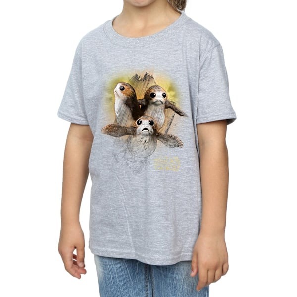 Star Wars: The Last Jedi T-shirt i borstad bomull med Porg för flickor, 9-11 år Sports Grey 9-11 Years