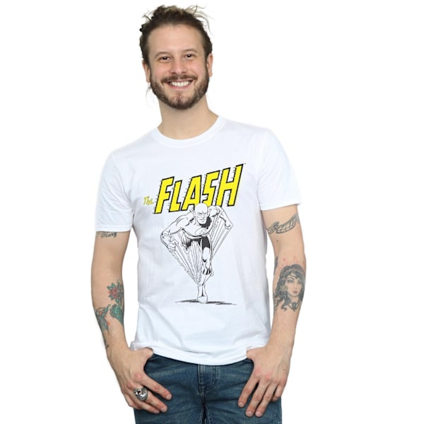 DC Comics The Flash Mono Action Pose T-shirt för män, 4XL, vit White 4XL