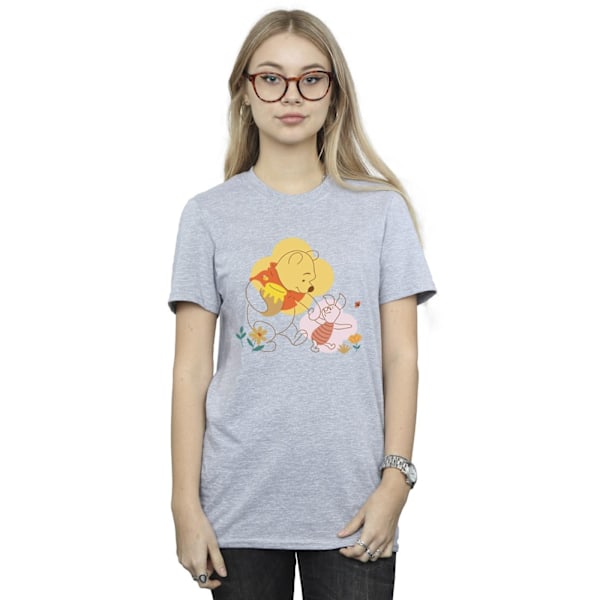 Disney Dam/Kvinnor Winnie The Pooh Piglet Bomull Boyfriend T-shirt Sports Grey M