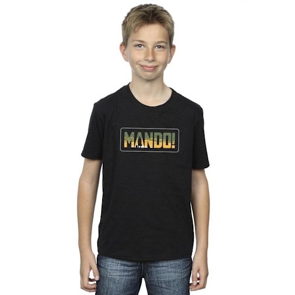 Star Wars Boys The Mandalorian Mando Cutout T-Shirt 12-13 år Black 12-13 Years