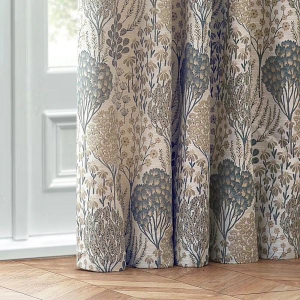 Wylder Ophelia Jacquard Blommiga Blyertsveckade Gardiner 168cm x 229cm Wedgewood Wedgewood 168cm x 229cm
