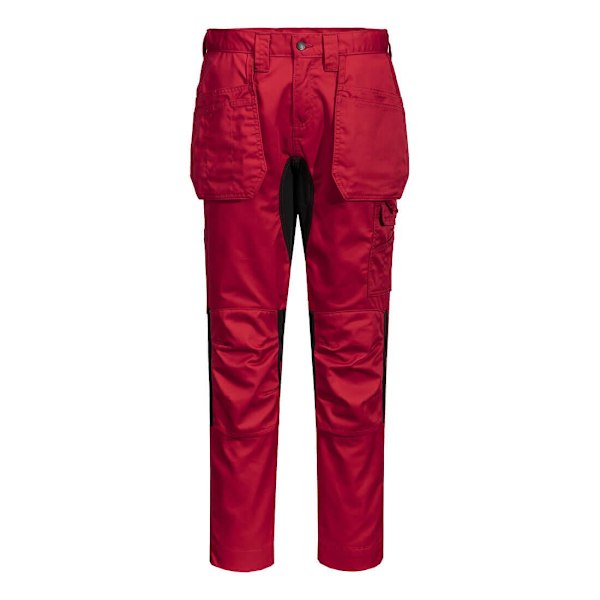 Portwest WX2 Stretch Hölsterfickabyxor för män 32R Djupröd Deep Red 32R
