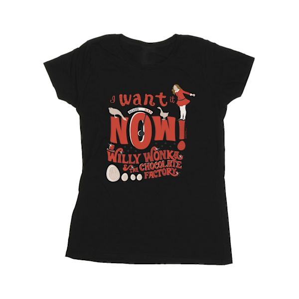 Willy Wonka Dam/Damer Verruca Salt I Want It Now Bomull T-S Black S