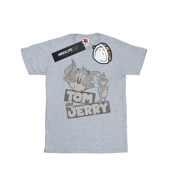 Tom och Jerry Dam/Dam Cartoon Wink Bomull Boyfriend T-Shi Sports Grey M