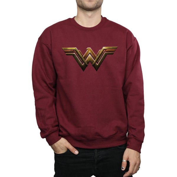 DC Comics Mens Justice League Film Wonder Woman Emblem Sweatsh Burgundy L