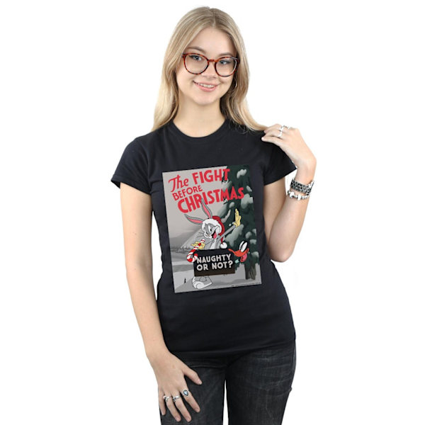 Looney Tunes Dam/Damer The Fight Before Christmas Bomull T- Black XXL