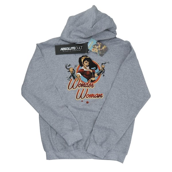 DC Comics Herr DC Bombshells Wonder Woman Badge Hoodie 3XL Värme Heather Grey 3XL