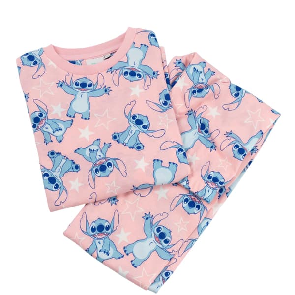 Lilo & Stitch Flickor Stitch Långärmad Lång Pyjamas Set (Förpackning Pink/White 9-10 Years