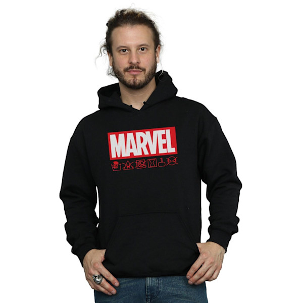 Marvel Herr Logo Wash Care Hoodie M Svart Black M